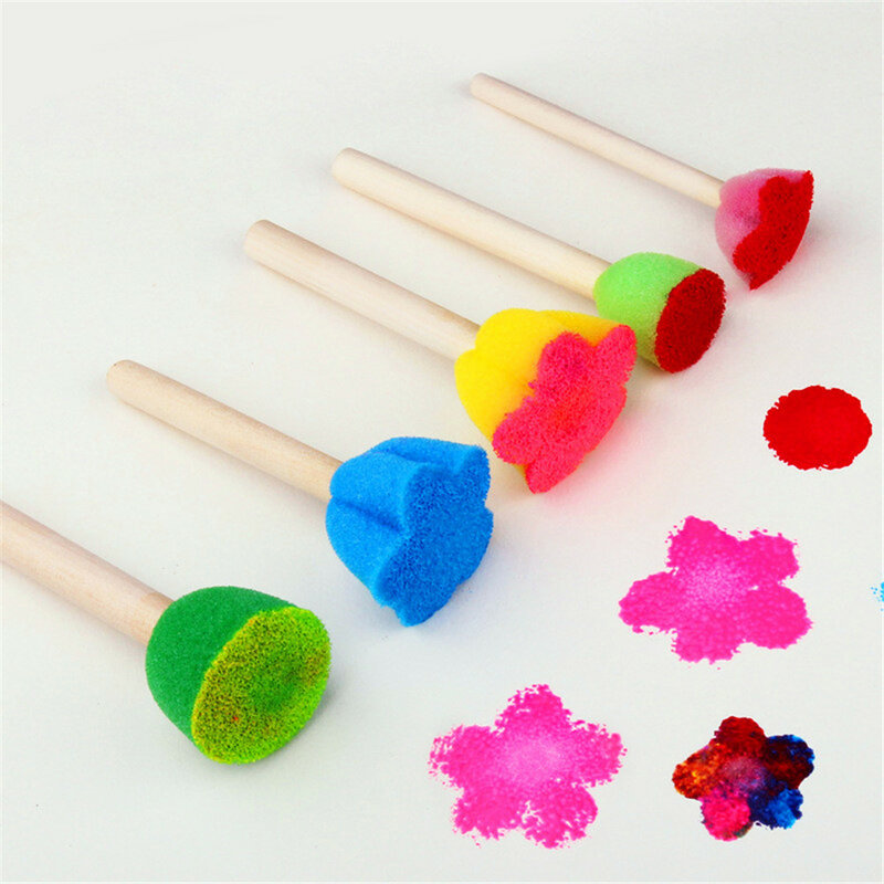 5pcs kit di pennelli per bambini in spugna per bambini giocattoli da disegno per fiori per bambini dipingono arte educativa e creatività artigianale ragazzi ragazze