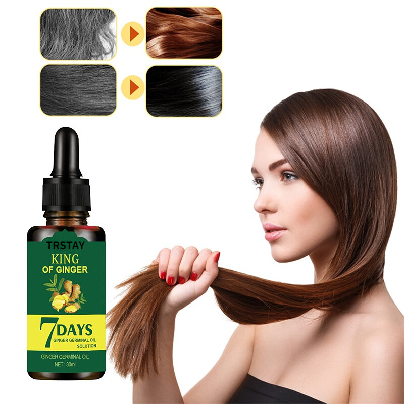 Aceite esencial para el cuidado del cabello, 30ml, jengibre, 7 días, mejora el ambiente del cuero cabelludo, tratamiento para la pérdida del cabello, cuidado del crecimiento del cabello, aceite esencial TSLM1