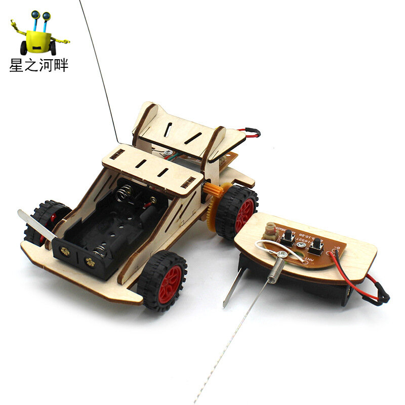 أطفال DIY بها بنفسك 4-ch الكهربائية RC سيارة سباق خشبية RC نموذج سيارة الجمعية الجذعية العلوم تجربة ألعاب تعليمية هدية ل Sduents