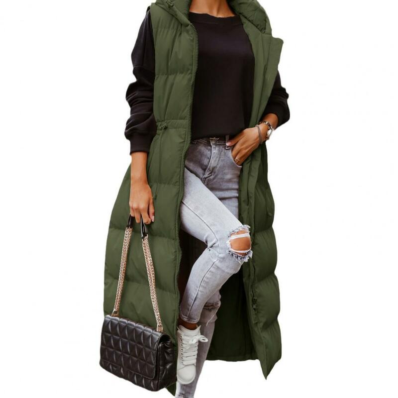Manteau long en duvet pour femme avec fermeture éclair, veste d'extérieur résistante au froid, poches à capuche, automne et hiver