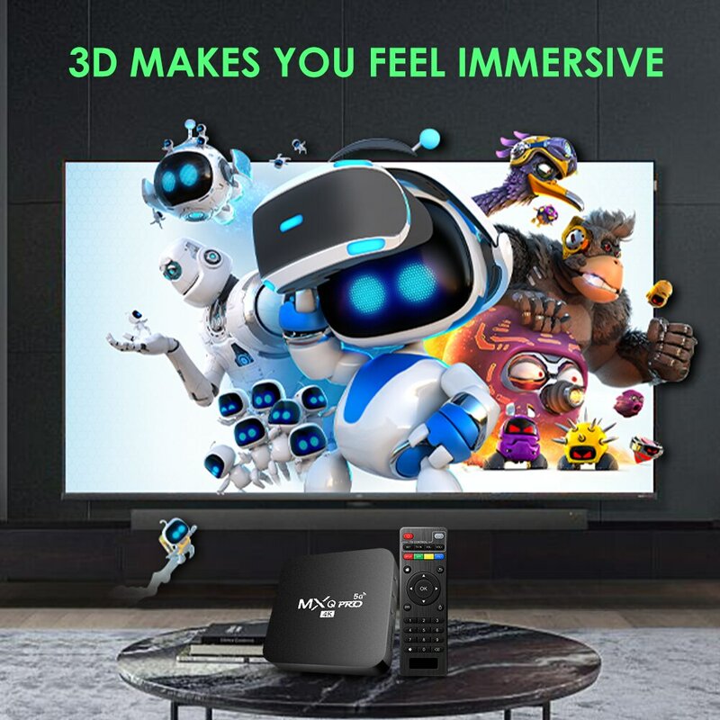 Nouveau Smart TV Box MXQ-PRO 4K HD Android 10.0 Smart TV Box 2.4/5G Dual-WIFI 3D Vidéo Media Player Home Cinéma TV décodeur