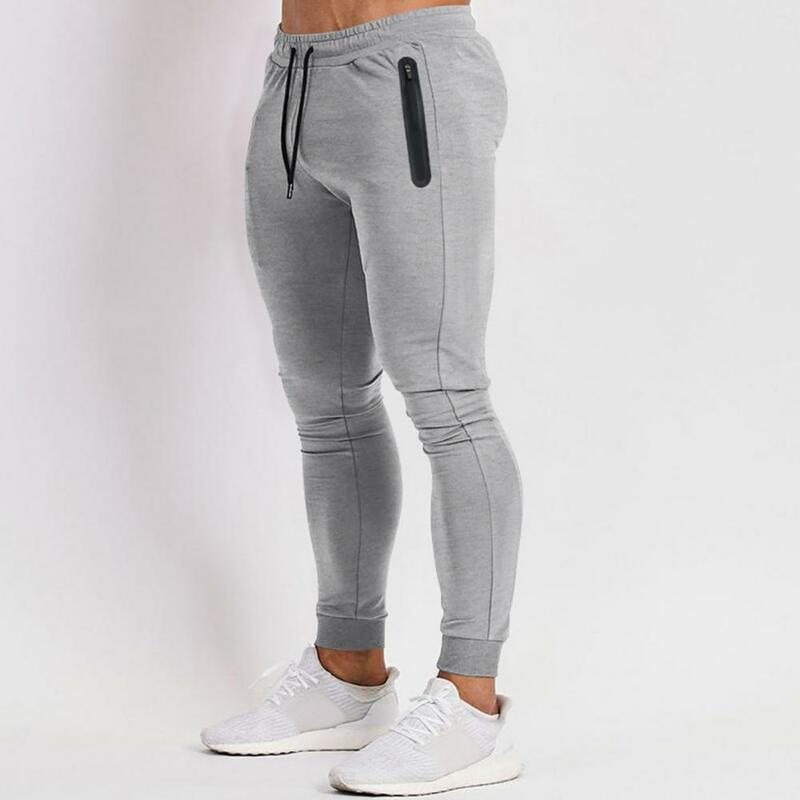 Men Long Pants Ice Silk Men's Sport Pants with Quick-drying Technology Slim Fit Design Side Zipper Pockets for Gym Training