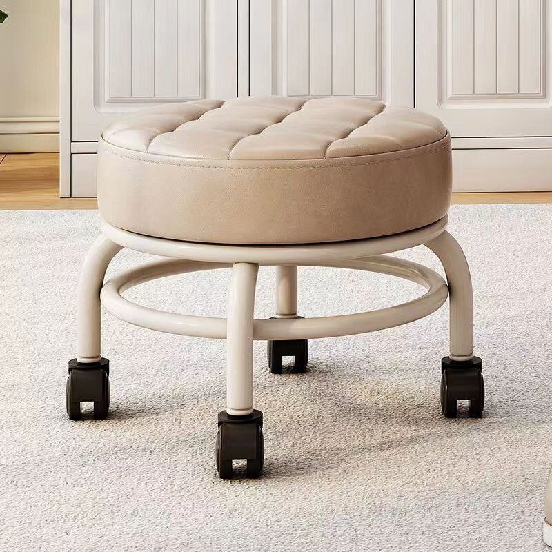 Short stool with pulley, round stool, beautiful stitching, floor wiping stool, foot repair, shoe replacement, sofa, children