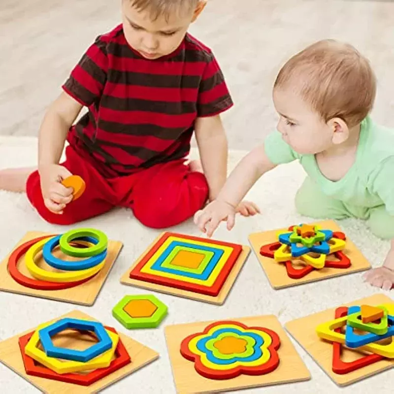 Puzzle de tri de forme Montessori pour tout-petits, bébé, infantile, alth, tige mentaires orielle en bois, jouets d'apprentissage pour enfants, cadeaux