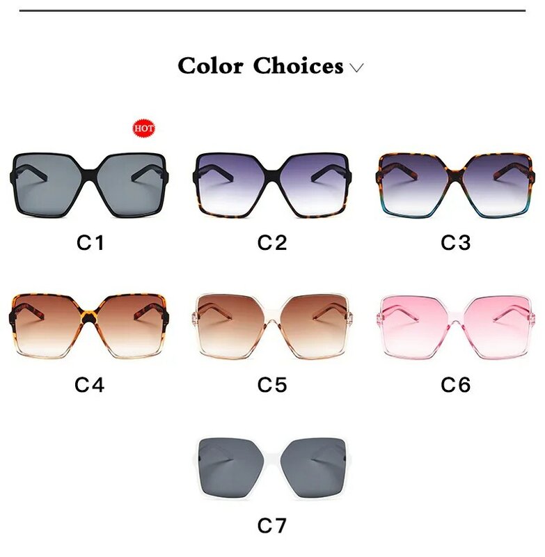 Gafas de sol de gran tamaño para mujer, lentes de sol femeninas de gran tamaño con gradiente de plástico, diseño de marca, montura grande, coloridas, Uv400, 2021