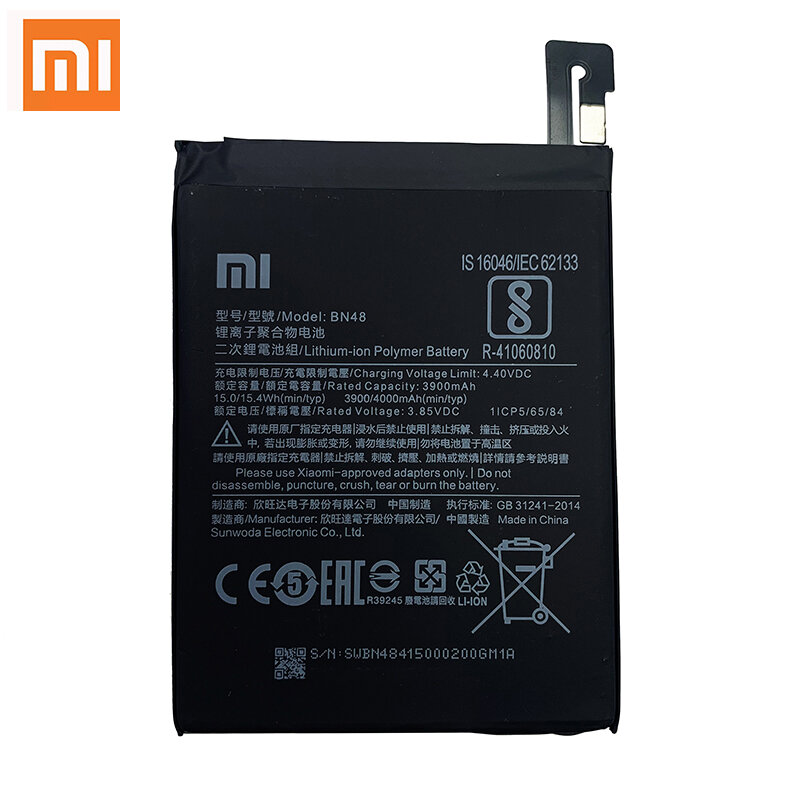 แบตเตอรี่สำรองสำหรับโทรศัพท์ Xiaomi Redmi Note 4000mAh BN48 100% ของแท้สำหรับ Xiaomi Redmi Note 5 Note5 Note6 6 Pro