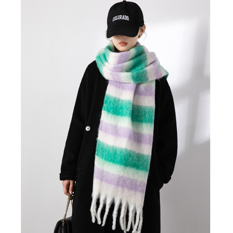 2023 Winter Plaid Cashmere Scarf Fall Shawl Korean Style Gradient Scarves Blanket Scarf without Tag
