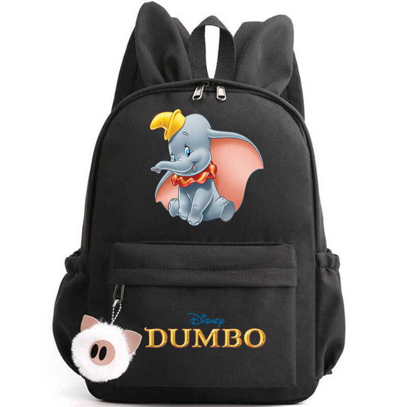 Disney-Cute Disney Dumbo Mochila para meninas e meninos, mochila infantil, mochilas escolares casuais, mochilas de orelhas de coelho, mochila de viagem