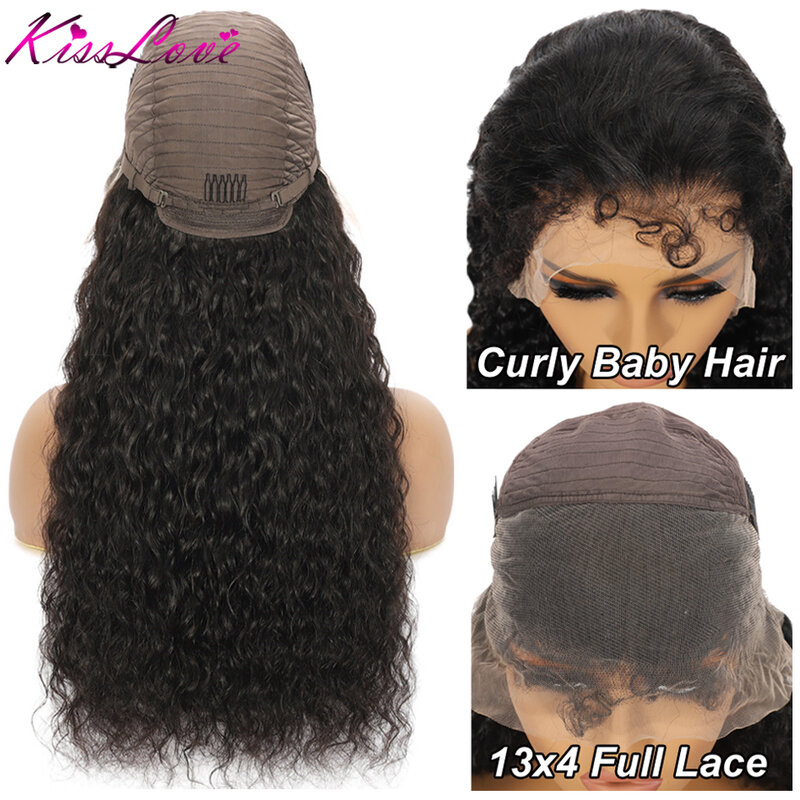 Water Wave 4C Edges Curly Baby Hair HD Lace Wig 13x4/13x6 Lace Front Human Hair Wigs 13x6 Lace Frontal Wig 5x5 Lace Closure Wigs
