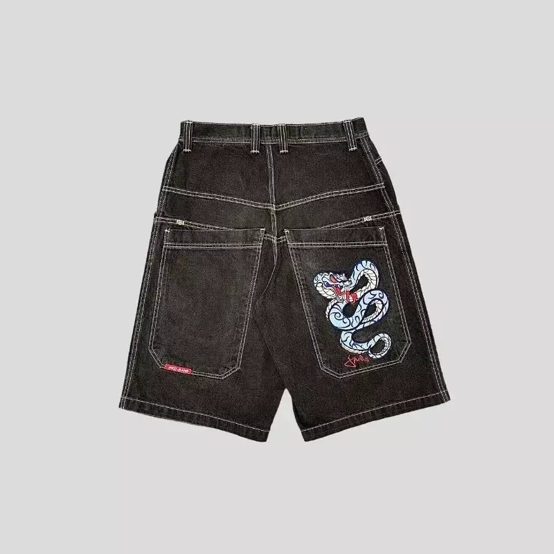 JNCO мешковатые джинсовые шорты Y2K в стиле хип-хоп с готической вышивкой, винтажные джинсовые шорты для мужчин и женщин, летние новые баскетбольные шорты в стиле Харадзюку, уличная одежда