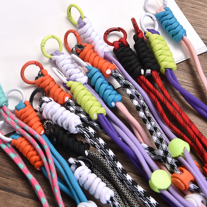 Cordão colorido de corrente de telefone móvel para homens e mulheres, correia de nylon, estilo longo, corda telefônica ajustável, moda