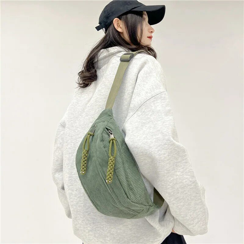 Fashion Women's Crossbody Chest Bag Korean Edition High Quality College Student Travel Cycling Stripe One Shoulder Waist Bag
