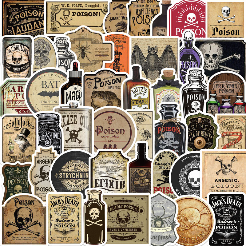 50 Stuks Halloween Retro Horror Gothic Heks Sticker, Graffiti Poster, Vintage Stickers, Diy Plakboek, Laptop Speelgoed
