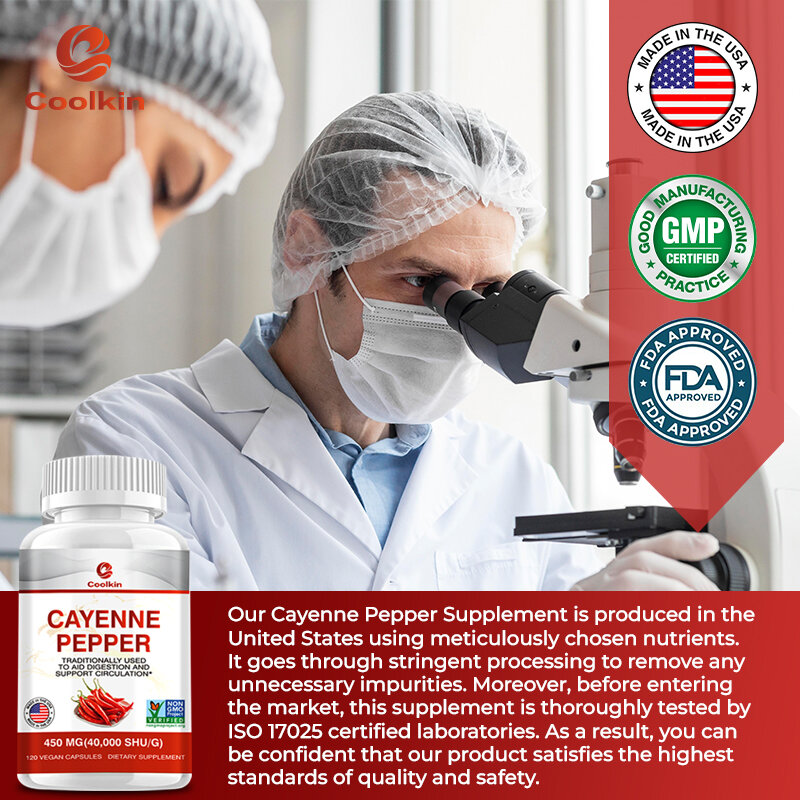 Suplemento de pimienta de Cayenne, ayuda a la digestión y promueve la circulación, apoya la salud Cardiovascular