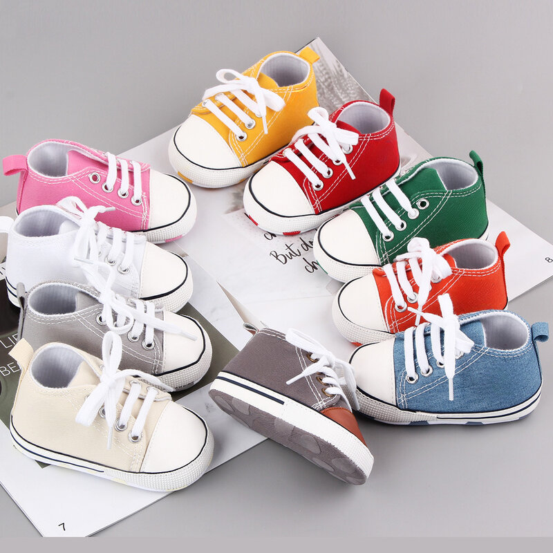 Детские парусиновые классические спортивные кроссовки для новорожденных мальчиков и девочек с принтом звезды; Обувь для начинающих ходить; Нескользящая детская обувь для малышей