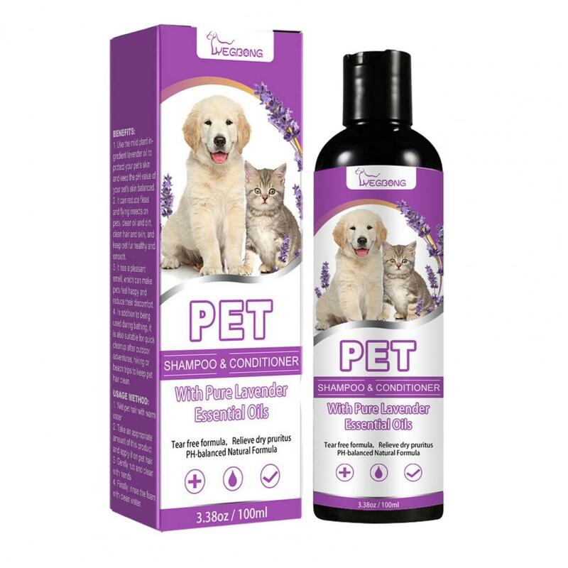 Natürliches Haustier Shampoo sanftes Tierhaar weich machendes Shampoo beruhigendes Anti-Juckreiz für Hunde Katzen 100ml Dusch wäsche ideales Haustier liefert Geruch
