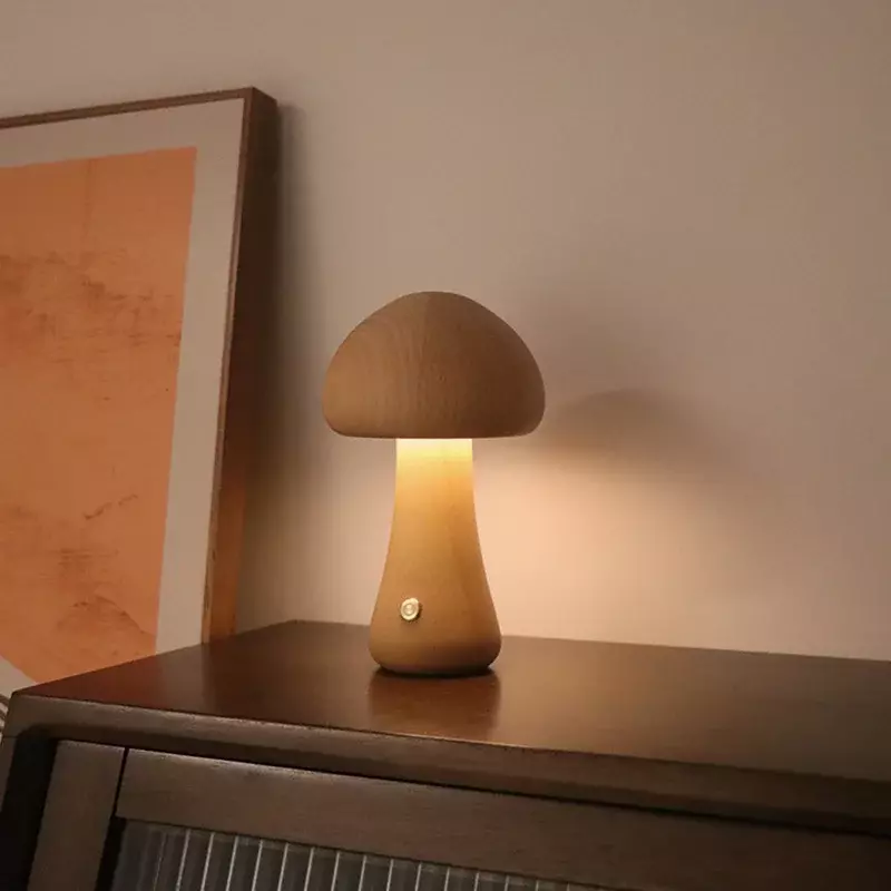 Ins LED Nachtlicht mit Touch-Schalter Holz niedlichen Pilz Nachttisch lampe für Schlafzimmer Kinderzimmer schlafen Nacht lampen