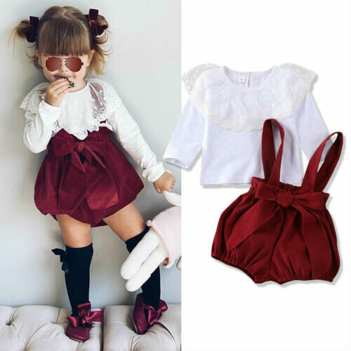 Pudcoco-cor sólida bebê menina roupas, rendas plissado, manga longa top, calções cinta, macacão de algodão, 2pcs