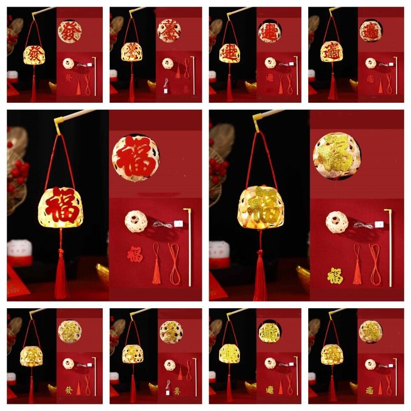Lanterna di capodanno in bambù fatta a mano borsa luminosa in materiale fai da te lanterne portatili per Festival di primavera in stile cinese