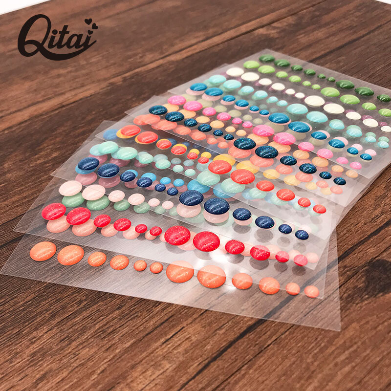 Enamel Dots Resin Stickers QITAI 13PCS Sugar Sprinkles Self-Adhesive For Scrapbooking DIY Crafts Card Making Decoration ES060