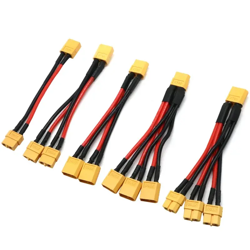 Kabel silikon XT60 konektor baterai paralel kabel laki-laki/perempuan ekstensi ganda Y splitter/baterai RC motor dengan 3 cara 14AWG