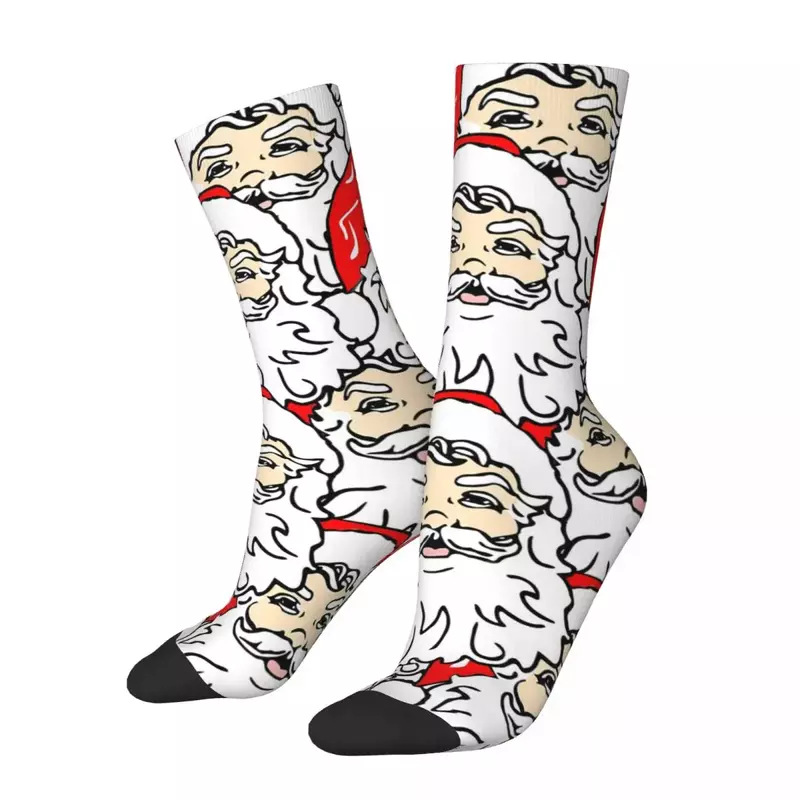 Funny Crazy Sock for Men Santa Claus Christmas Hip Hop Harajuku Seamless Pattern Printed Boys Crew Sock Novelty Gift