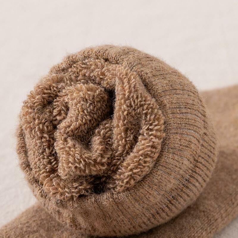 Wolmix Fleece Sokken Gezellige Wintersokken Met Enkelbescherming Antislip Elastiek Voor Weerstandsdikke Pluche Gebreide Middenbuis