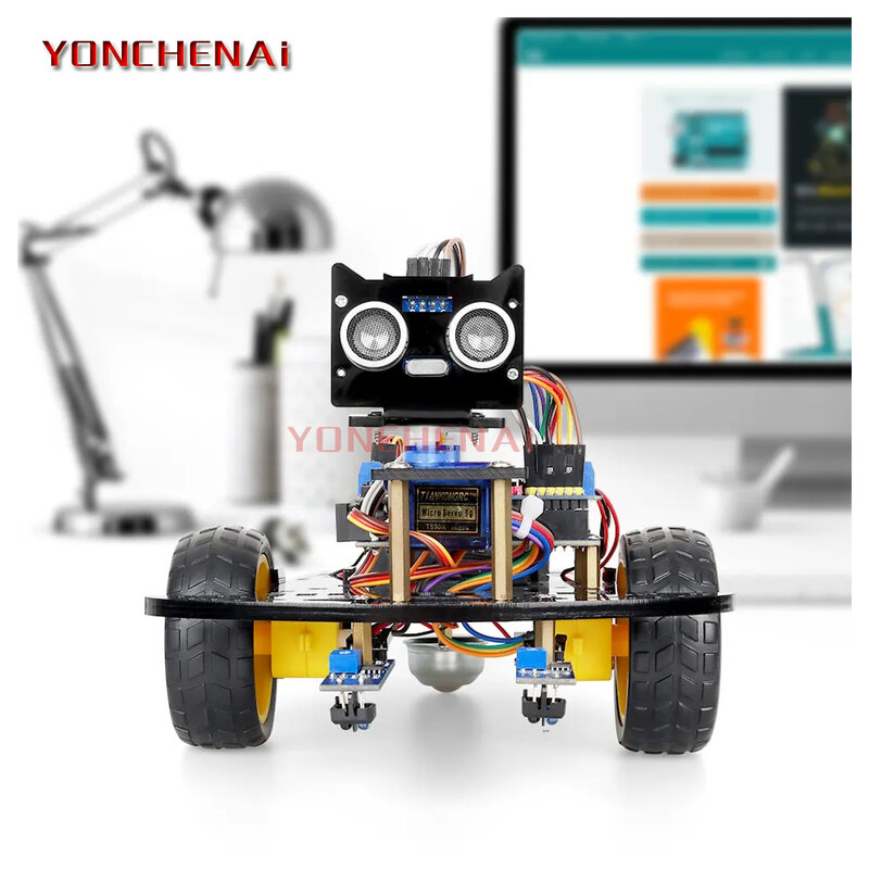 Kit Robot 2WD avec Pigments C/C ++, Évitement d'Obstacles, Suivi de Ligne, Voiture Intelligente, Kit de Démarrage Robotique, Projet DIY, Usine