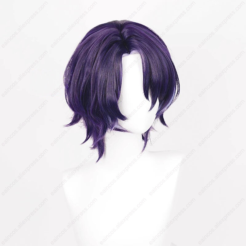 Hsr-コスプレウィッグ,紫,混合色,耐熱性,人工毛,33cm