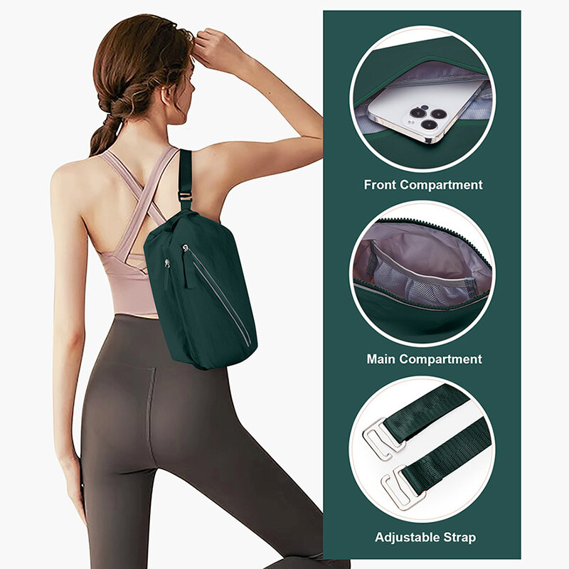Tas selempang dada selempang wanita tas pinggang bahu Fashion pria untuk Travel Hiking Daypack multifungsi tas ponsel nilon XA582C