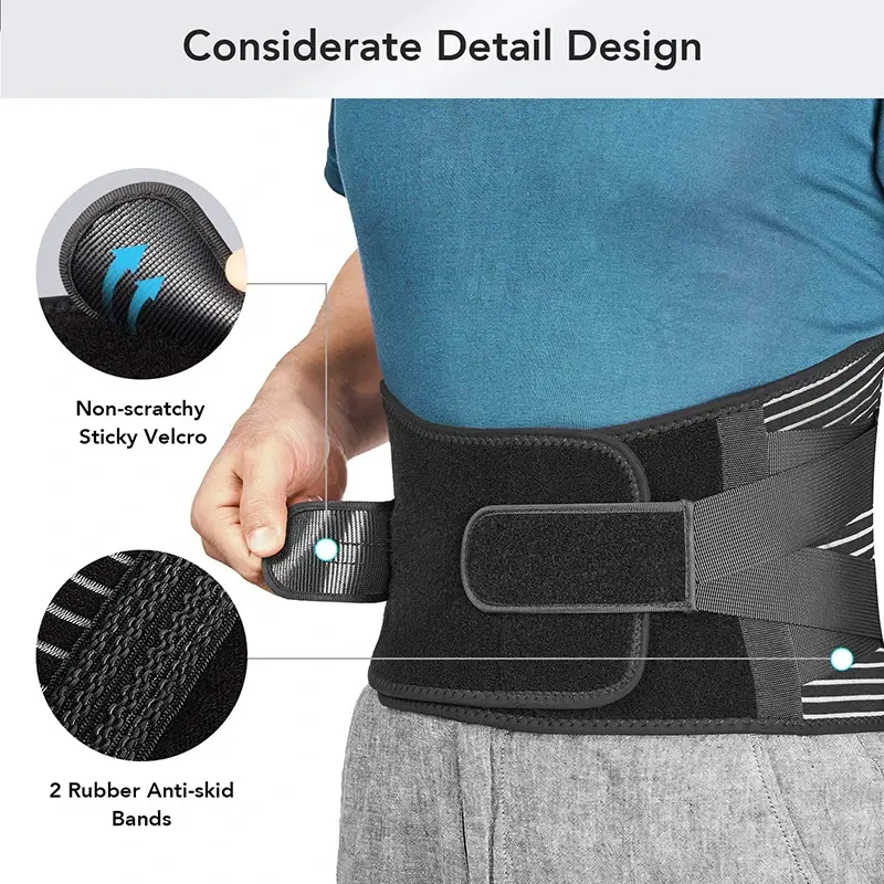 New Back Lumbar Support Belt Men Spine Decompression Waist Trainer Adjustable Back Brace for Lower Back Pain Relief with 6 Stays