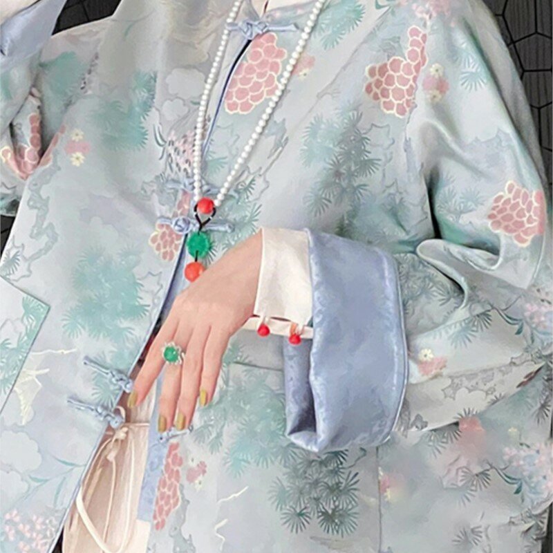 New Chinese Style Light National Printed Thin Song Dynasty Brocade Coat Women's Improved Top