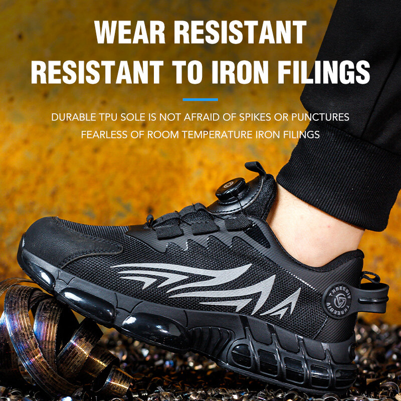 Sapato masculino de segurança Toe de aço, sapato preto de trabalho à prova de perfuração, botas industriais, protetor, anti-quebra, tênis masculino