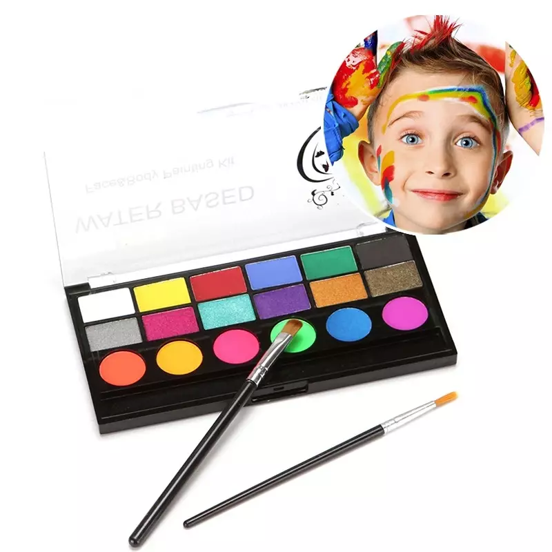 18สีเรืองแสง Face Body Paint เครื่องมือแต่งหน้าความงาม Body Art ภาพวาดน้ำฮาโลวีน Clown Party