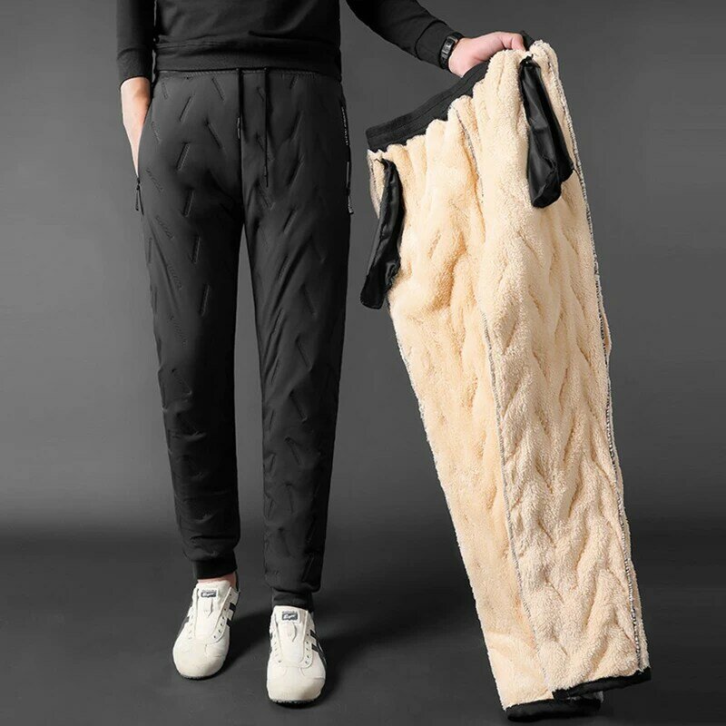 7XL męskie spodnie z polaru z jagnięciny zimowe wodoodporne na zewnątrz, ciepłe, pluszowe, aktywne bieganie, wędrowne swobodne spodnie na narty