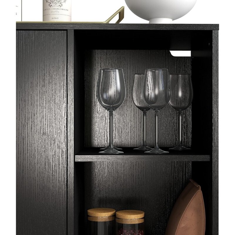 Armario de almacenamiento con 2 puertas y estantes, mueble de Bar, color blanco, refrigerador de vino de 41,81 pulgadas, color negro, libre de carga