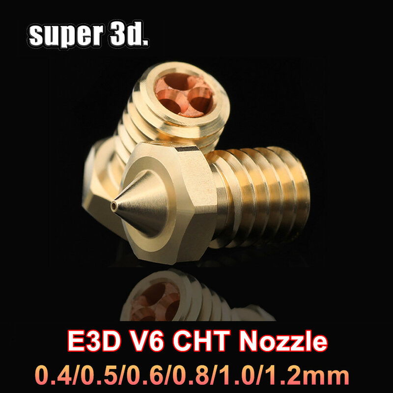 E3D V6 Clone-ugelli con punta CHT 0.4/0.6/0.8/1.0/1.2mm ugello per stampante 3D per ugelli ad alto flusso E3D V6 in ottone con filamento da 1.75mm