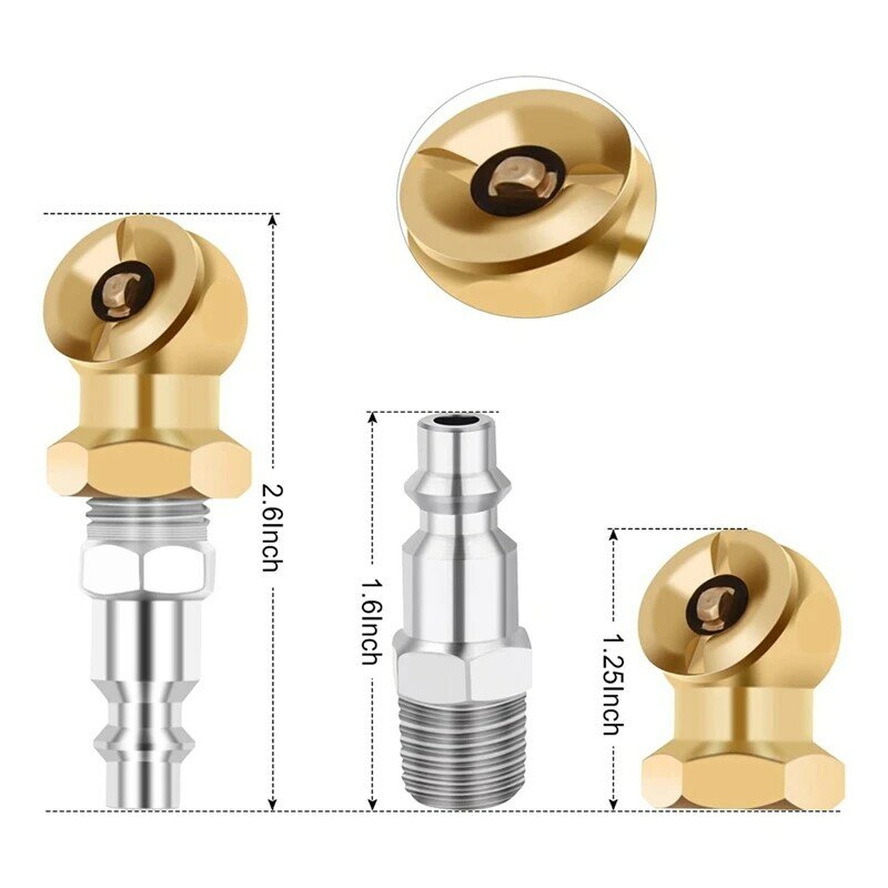 1/4Inch Portable Air Chuck Closed Brass Ball Inflator For Inflator Gauge Compressor Accessories, 10 Pack