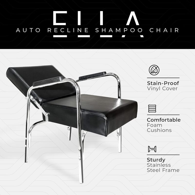 'Ella'-Silla de champú reclinable automática profesional, cojines de espuma de alta densidad y Durabl, Material de vinilo Premium, por PureSana, 5028