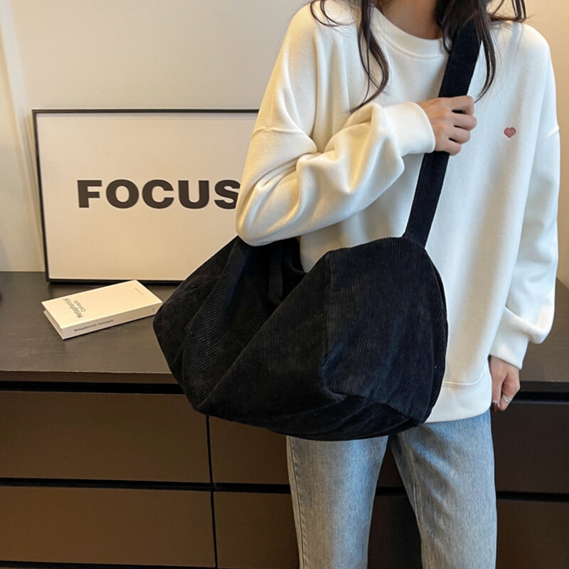Große Kapazität Cord Umhängetasche Mode koreanische lässige Umhängetasche Unisex Einkaufstasche einfache Student Fitness Training Handtasche
