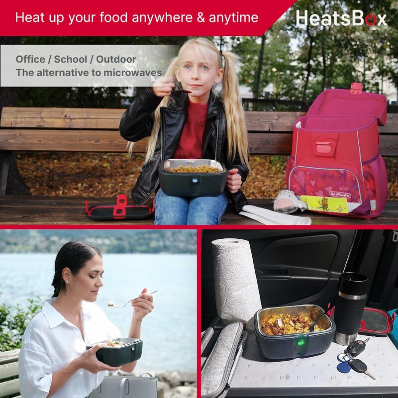 Go Portable Electric Lunch Box - Leakproof, Battery Powered, Self Heating, App Control, Reusable Inner Dish, Ideal for School