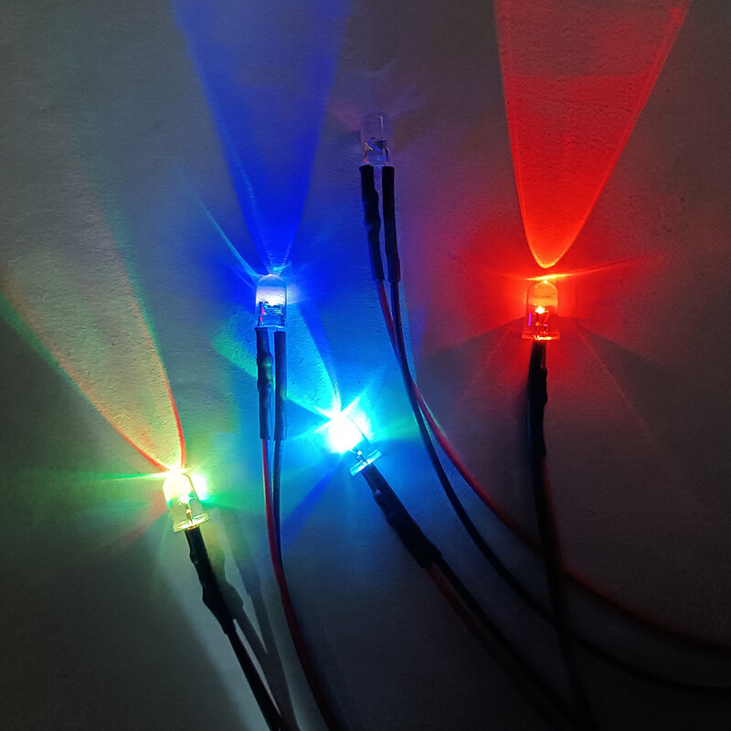 Diodos de led dc 3-12v, 20cm pré-fio 3mm 5mm, lâmpada de luz led, diodos emissores para decoração de casa diy, 20 peças