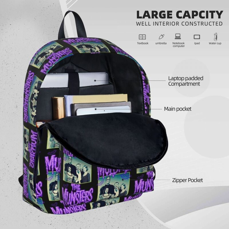 The Munsters Backpacks Large Capacity Student Book bag Shoulder Bag Laptop Rucksack Fashion Children School Bag