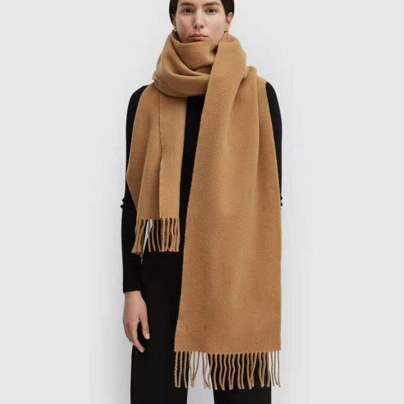 Брендовая популярная однотонная женская шаль из натуральной шерсти для зимы, женские модные длинные шарфы, почти продано 3000 шт. в старом магазине