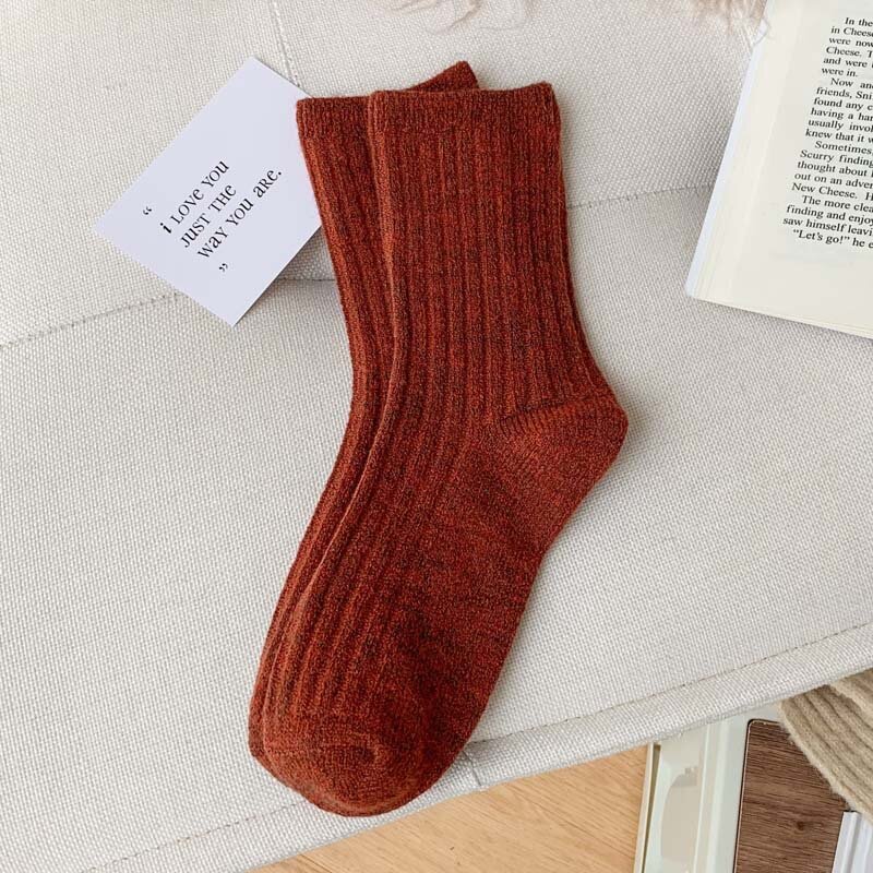 2023 New Winter  Cashmere Wool Women Socks  Casual japanese fashion Solid Color Thicker Long Sock Girls Thermal Warm Crew Sock