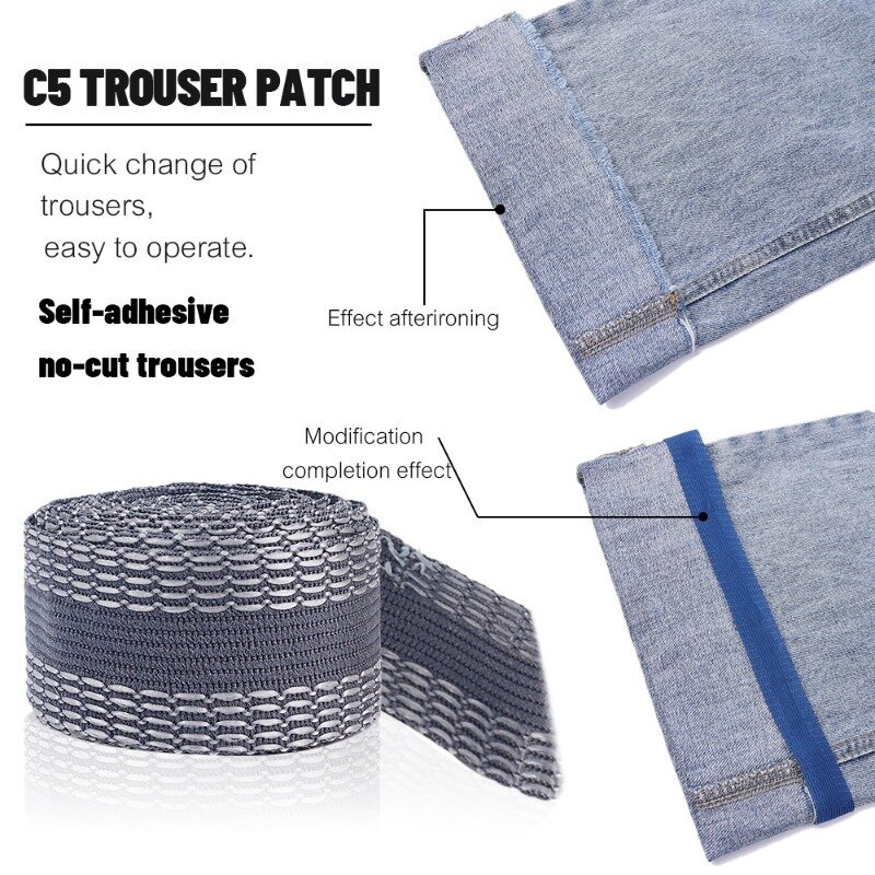 1/2/3/4/5M Self-Adhesive Pant Paste Tape for Pants Edge Shorten Trousers Patch Clothing Iron-on Fabric Tape DIY Sewing Supplies