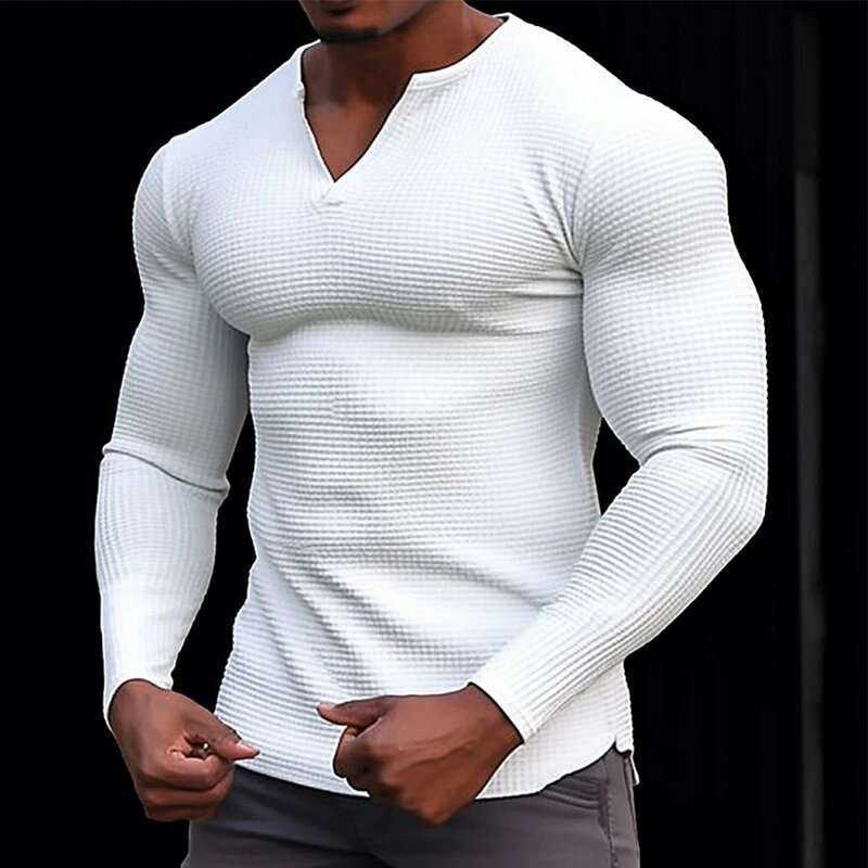 Mode Herren Langarm T-Shirts solide kalt lässig Sport Slim Fit T-Shirts Vintage Pullover T-Shirt Tops für Mann