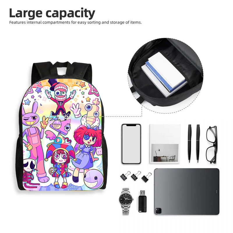 Niesamowity cyfrowy torba z nadrukami cyrkowy kreskówka torba szkolna Anime dla dziewczynki niestandardowa duża pojemność dodaj swoje Logo lub zdjęcia