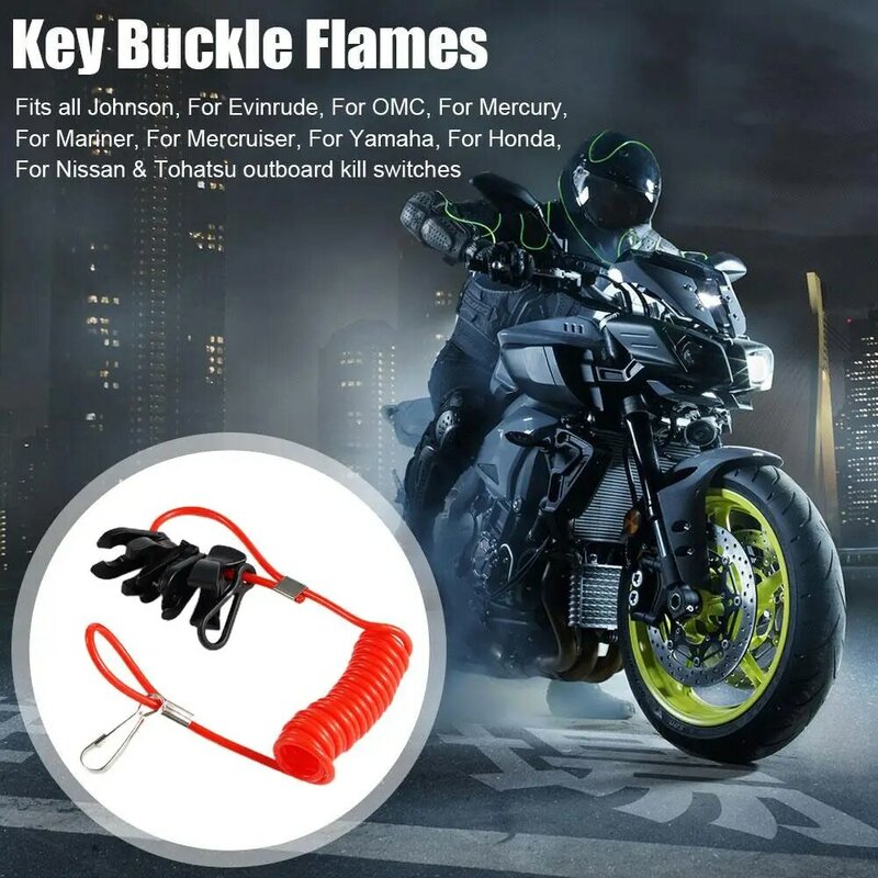 Kunci Motor tempel tali Flameout Universal 7 kunci untuk YAMAHA Honda Mercury/Mariner/Force Tohatsu tali pengaman 1.6m