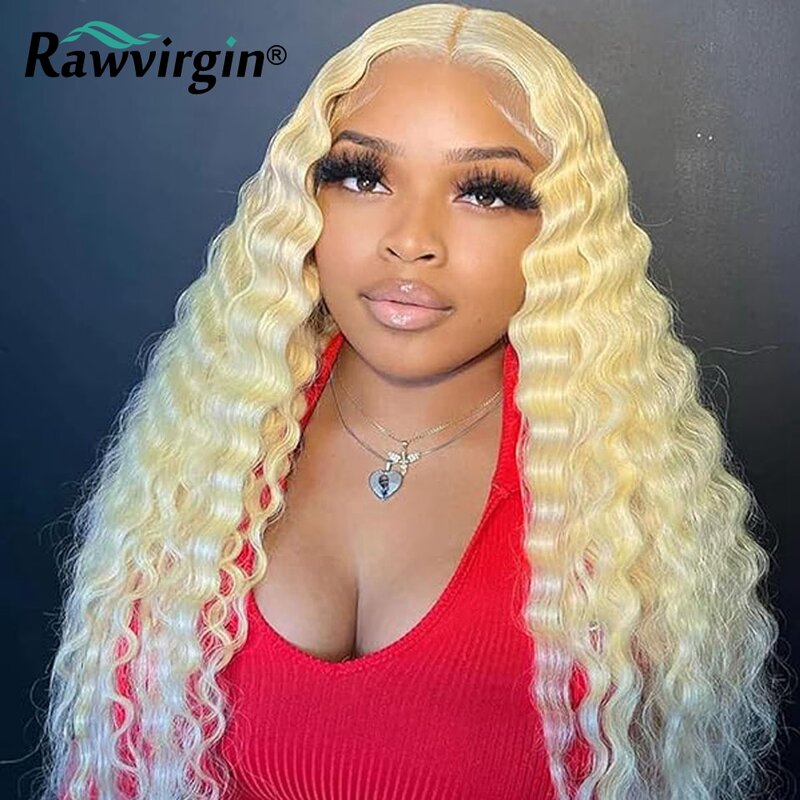 613 Blonde Deep Wave Wig for Black Women Transparent Lace Frontal wigs for Party and Cosplay Barzilian Virgin Human Hair Wig